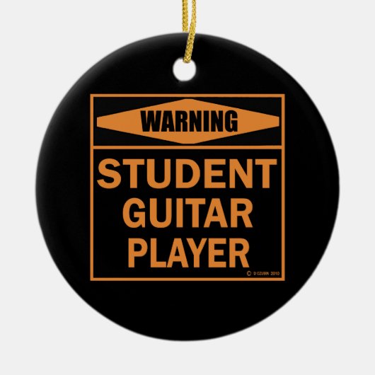Waarschuwing! Student Guitar Player. Keramisch Ornament (Voorkant)