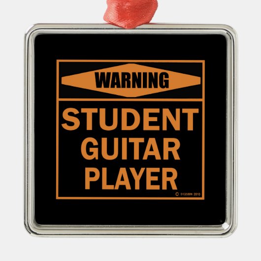 Waarschuwing! Student Guitar Player. Metalen Ornament (Voorkant)
