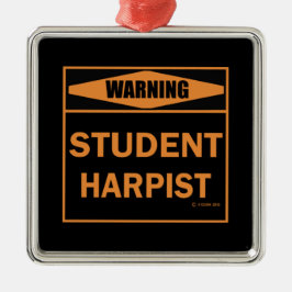 Waarschuwing! Student Harpist. Metalen Ornament