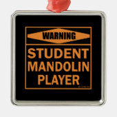 Waarschuwing! Student Mandolin Player! Metalen Ornament (Voorkant)
