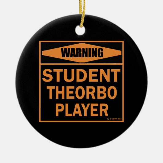 Waarschuwing! Student Theorbo Player. Keramisch Ornament (Voorkant)