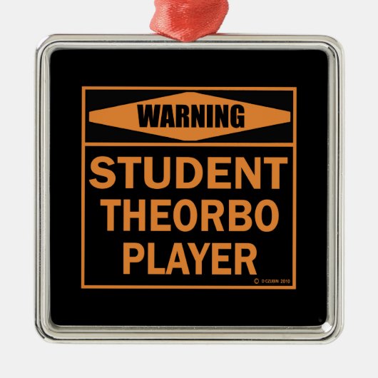 Waarschuwing! Student Theorbo Player. Metalen Ornament (Voorkant)