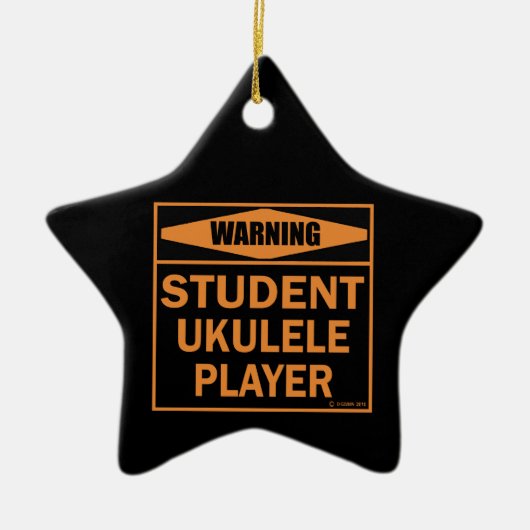 Waarschuwing! Student Ukulele Player. Keramisch Ornament (Voorkant)