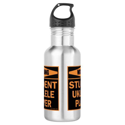 Waarschuwing! Student Ukulele Player. Waterfles (Voorkant)