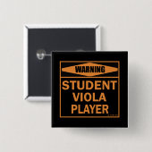 Waarschuwing! Student Viola Player. Vierkante Button 5,1 Cm (Voorkant /achterkant)