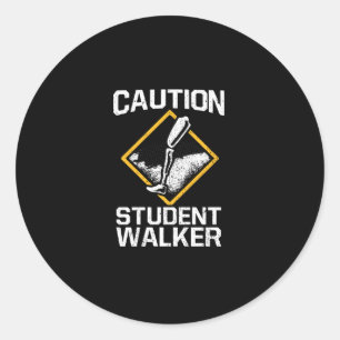 Waarschuwing Student Walker Amputatie Been Disabil Ronde Sticker
