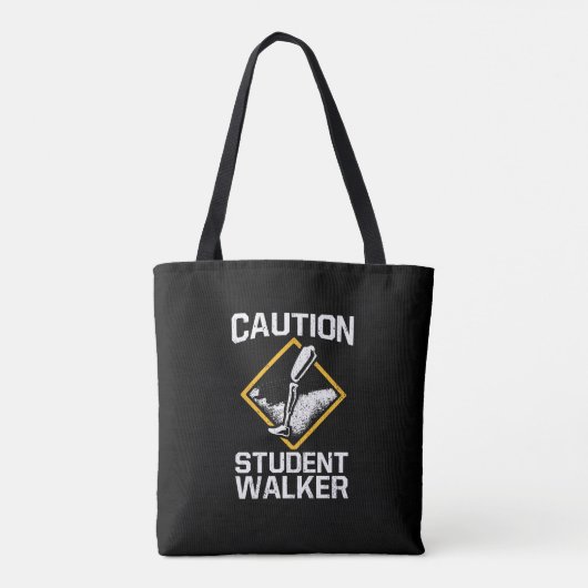 Waarschuwing Student Walker Amputatie Been Disabil Tote Bag (Achterkant)