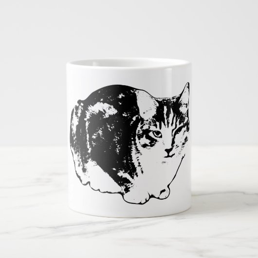 Waarschuwing Tabby Cat Ink Portrait Mok (Voorkant)