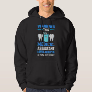 Waarschuwing tandassistent houdt van tandheelkunde hoodie