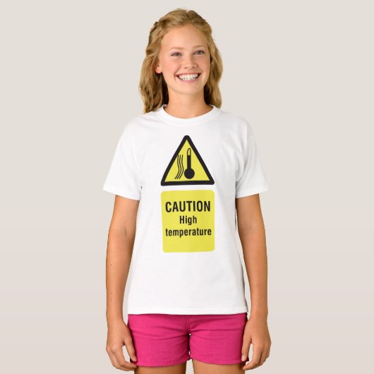 Waarschuwing Teken op hoge temperatuur T-shirt (Voorkant volledig)