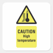 Waarschuwing Teken op hoge temperatuur Vierkante Sticker (Voorkant)