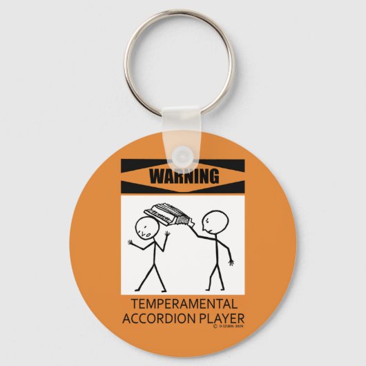 Waarschuwing Temperamental Accordion Player Sleutelhanger (Voorkant)