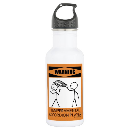 Waarschuwing! Temperamental Accordion Player Waterfles (Voorkant)