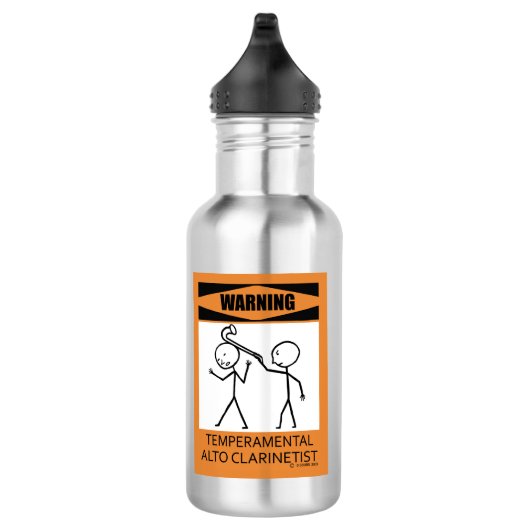 Waarschuwing! Temperamental Alto Clarinet Player! Waterfles (Rechts)