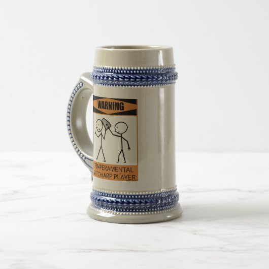 Waarschuwing Temperamental Autoharp Player Bierpul (Voorkant links)