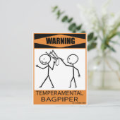 Waarschuwing Temperamental Bagpiper Briefkaart (Staand voorkant)