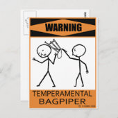 Waarschuwing Temperamental Bagpiper Briefkaart (Voorkant / Achterkant)