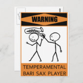 Waarschuwing Temperamental Bari Sax Player Briefkaart (Voorkant / Achterkant)