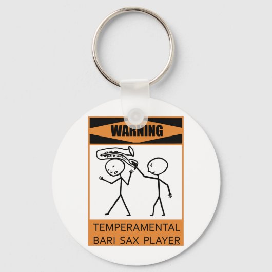 Waarschuwing Temperamental Bari Sax Player Sleutelhanger (Voorkant)