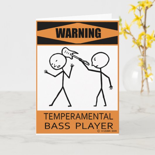 Waarschuwing: Temperamental Bass Player Kaart (Gele Bloem)