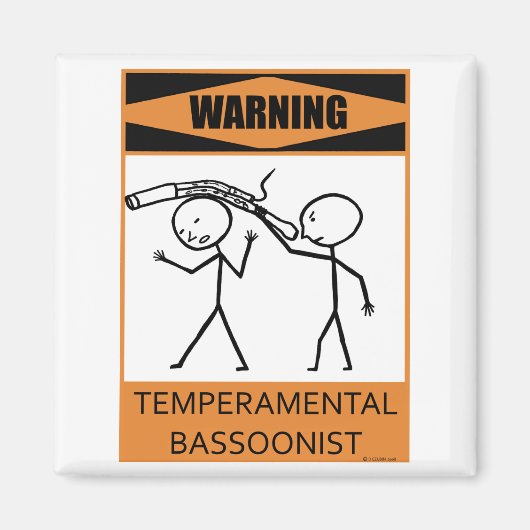 Waarschuwing Temperamental Bassonist Magneet (Voorkant)