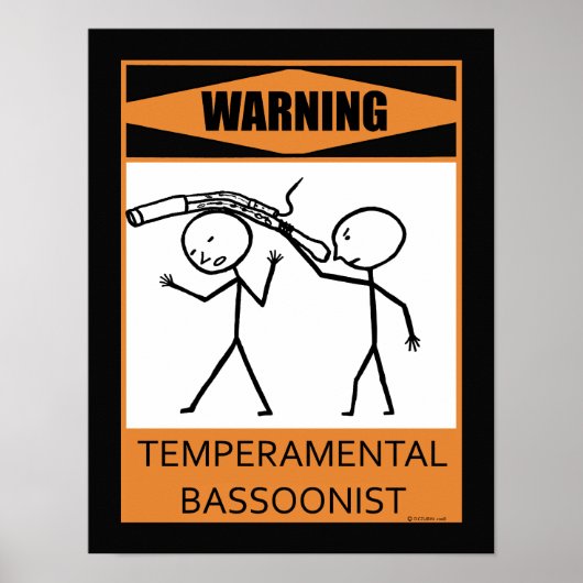 Waarschuwing Temperamental Bassonist Poster (Voorkant)