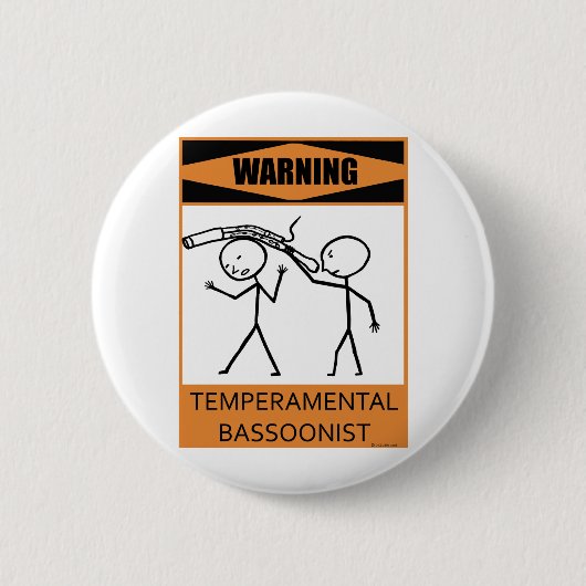 Waarschuwing Temperamental Bassonist Ronde Button 5,7 Cm (Voorkant)
