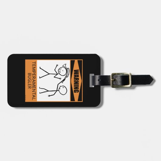 Waarschuwing! Temperamental Bugler Bagagelabel (Voorkant horizontaal)