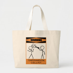 Waarschuwing Temperamental Cellist Grote Tote Bag