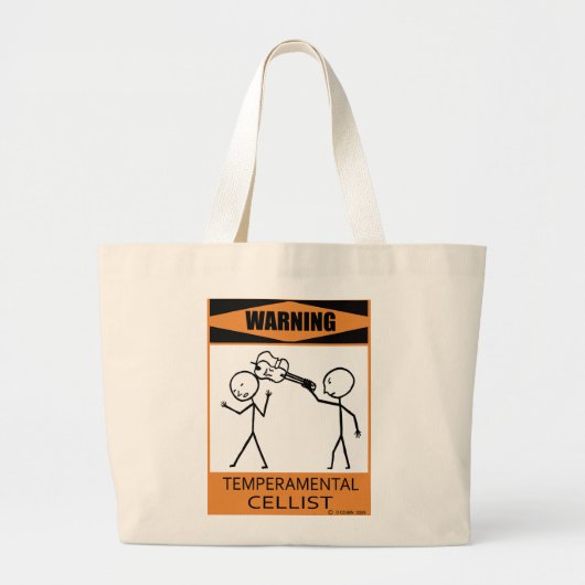 Waarschuwing Temperamental Cellist Grote Tote Bag (Voorkant)