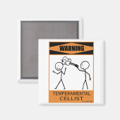 Waarschuwing Temperamental Cellist Magneet (Voorkant / Achterkant)