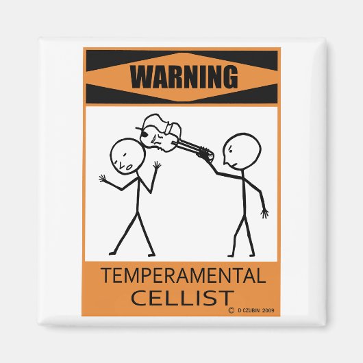Waarschuwing Temperamental Cellist Magneet (Voorkant)