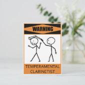 Waarschuwing Temperamental Clarinetist Briefkaart (Staand voorkant)