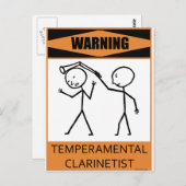 Waarschuwing Temperamental Clarinetist Briefkaart (Voorkant / Achterkant)