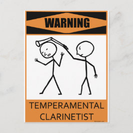 Waarschuwing Temperamental Clarinetist Briefkaart