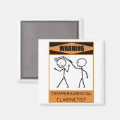 Waarschuwing Temperamental Clarinetist Magneet (Voorkant / Achterkant)