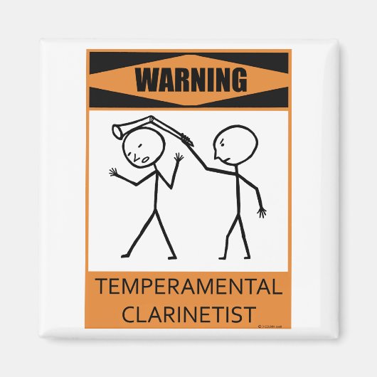Waarschuwing Temperamental Clarinetist Magneet (Voorkant)