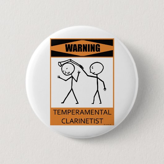 Waarschuwing Temperamental Clarinetist Ronde Button 5,7 Cm (Voorkant)
