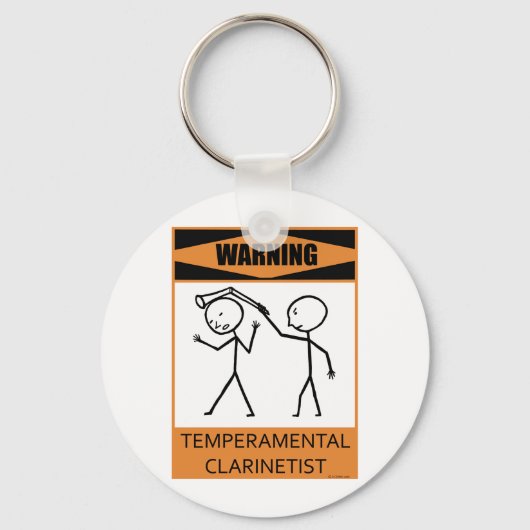 Waarschuwing Temperamental Clarinetist Sleutelhanger (Voorkant)