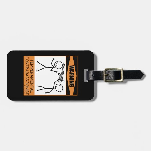 Waarschuwing! Temperamental Contrabassonist Bagagelabel (Voorkant horizontaal)