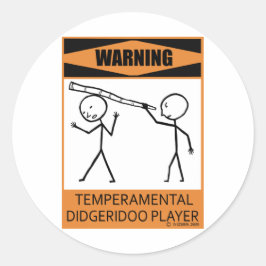 Waarschuwing Temperamental Didgeridoo Player Ronde Sticker