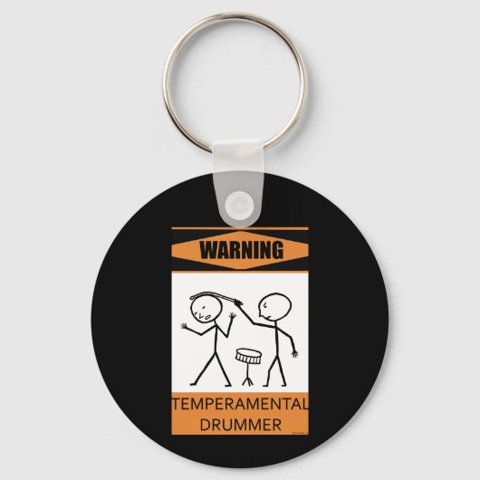Waarschuwing Temperamental Drummer Sleutelhanger (Voorkant)