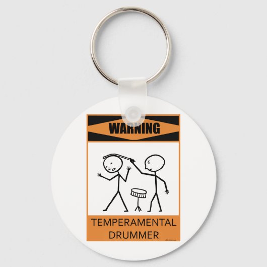Waarschuwing Temperamental Drummer Sleutelhanger (Voorkant)