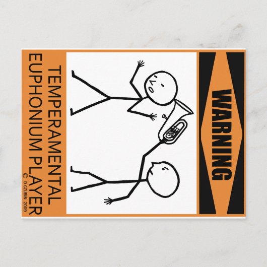 Waarschuwing Temperamental Euphonium Player Briefkaart (Voorkant)