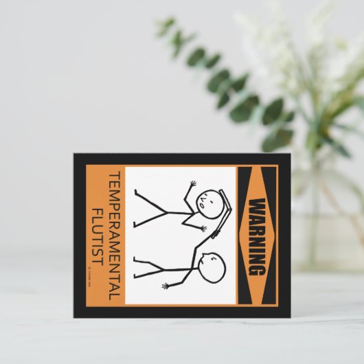 Waarschuwing! Temperamental Flutist Briefkaart (Staand voorkant)