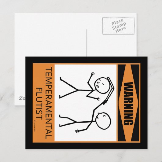 Waarschuwing! Temperamental Flutist Briefkaart (Voorkant / Achterkant)
