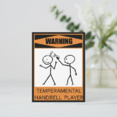 Waarschuwing Temperamental Handbell Player Briefkaart (Staand voorkant)
