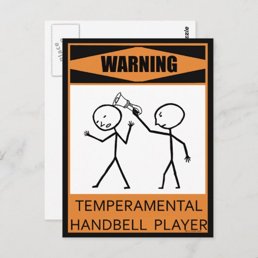 Waarschuwing Temperamental Handbell Player Briefkaart (Voorkant / Achterkant)