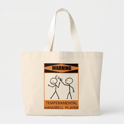 Waarschuwing Temperamental Handbell Player Grote Tote Bag (Voorkant)