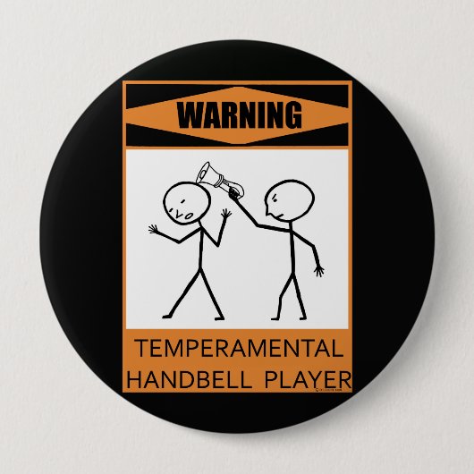Waarschuwing Temperamental Handbell Player Ronde Button 4,0 Cm (Voorkant)